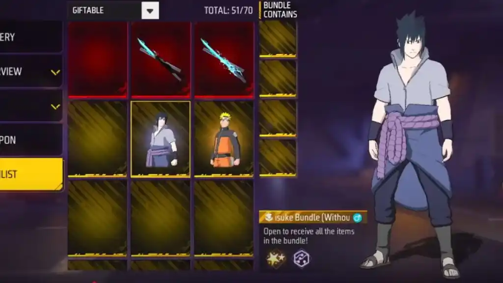 Mau Bundle Sasuke Free Fire Gratis? Simak Cara Dapatkannya di Sini!